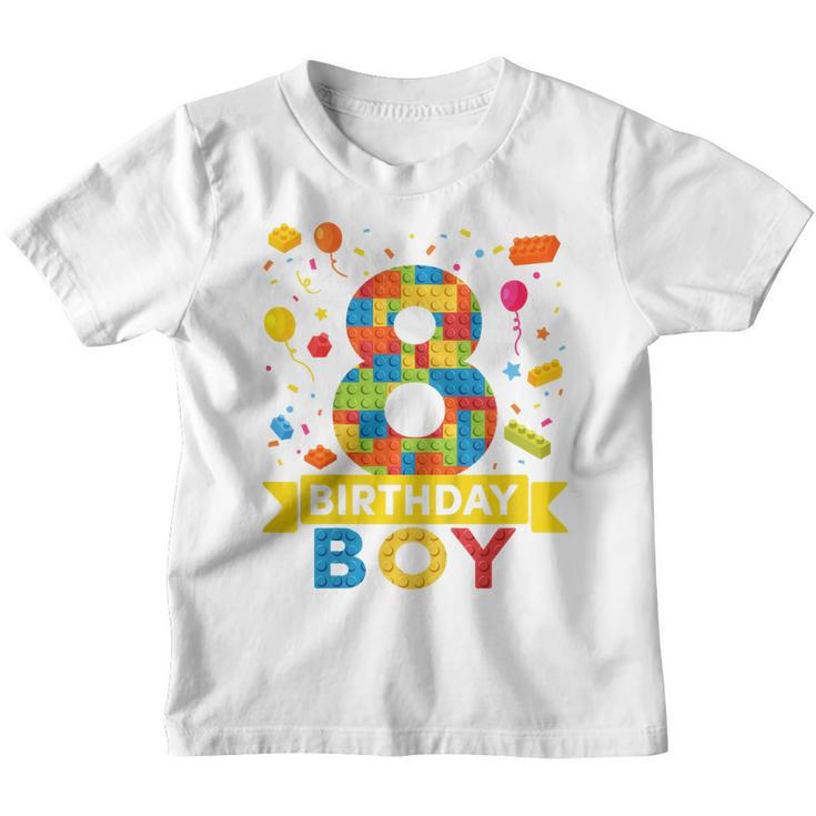 Kids 8 Year Old Building Blocks 8Th Birthday Boy  Youth T-shirt