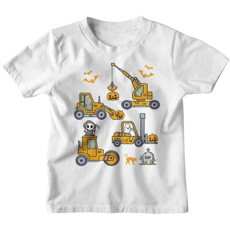 Kids Construction Vehicle Halloween Crane Truck Pumpkin Boys Kids  V6 Youth T-shirt