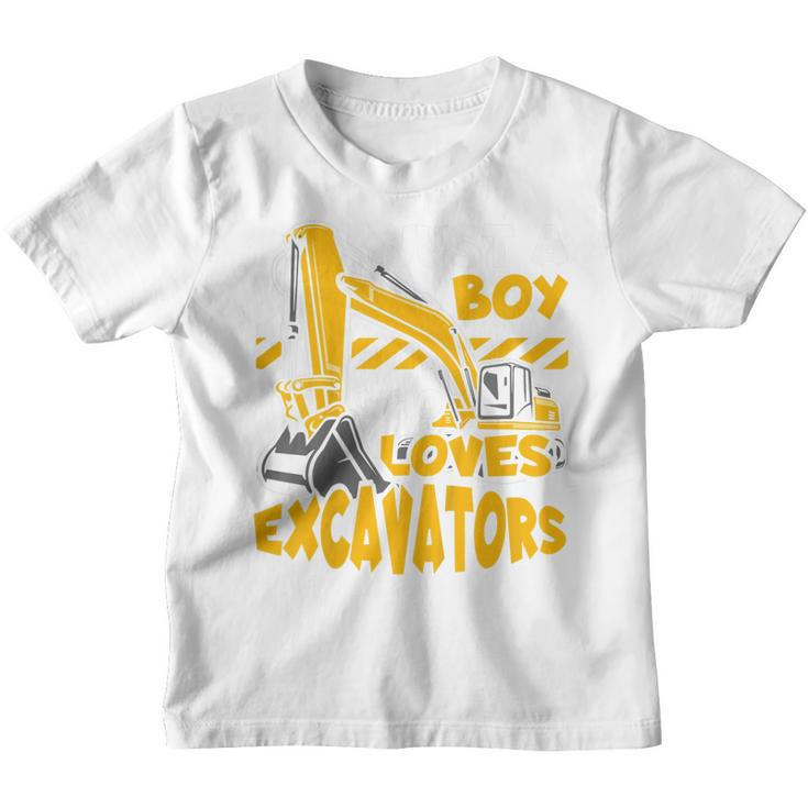 Kids Construction Vehicle Just A Boy Who Loves Excavators  Youth T-shirt