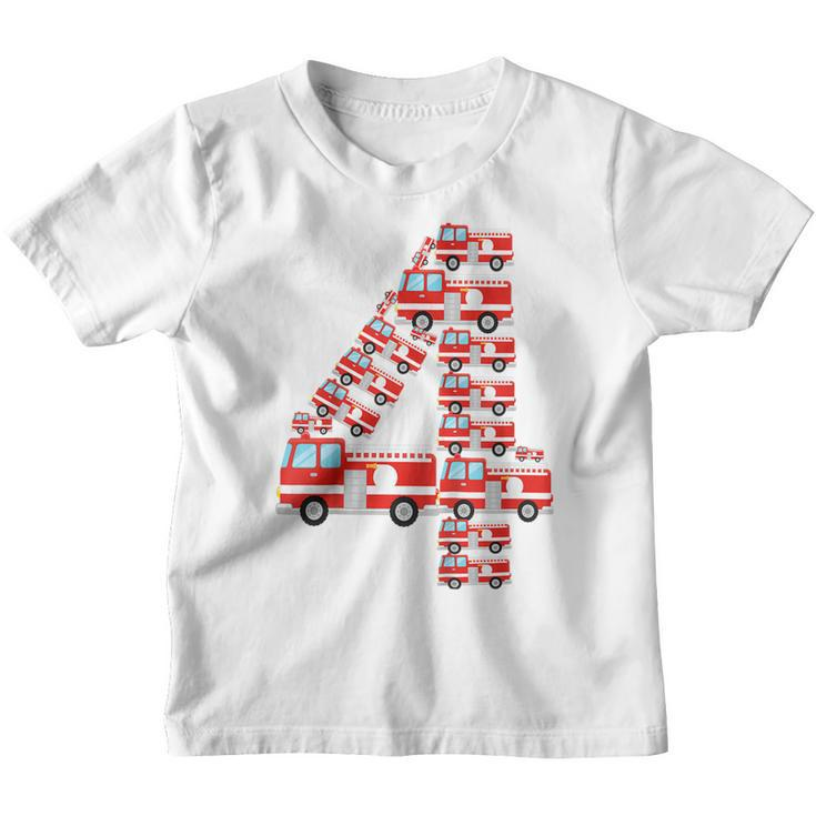 Kids Fire Truck 4Th Birthday Boy 4 Year Old Firefighter  Youth T-shirt