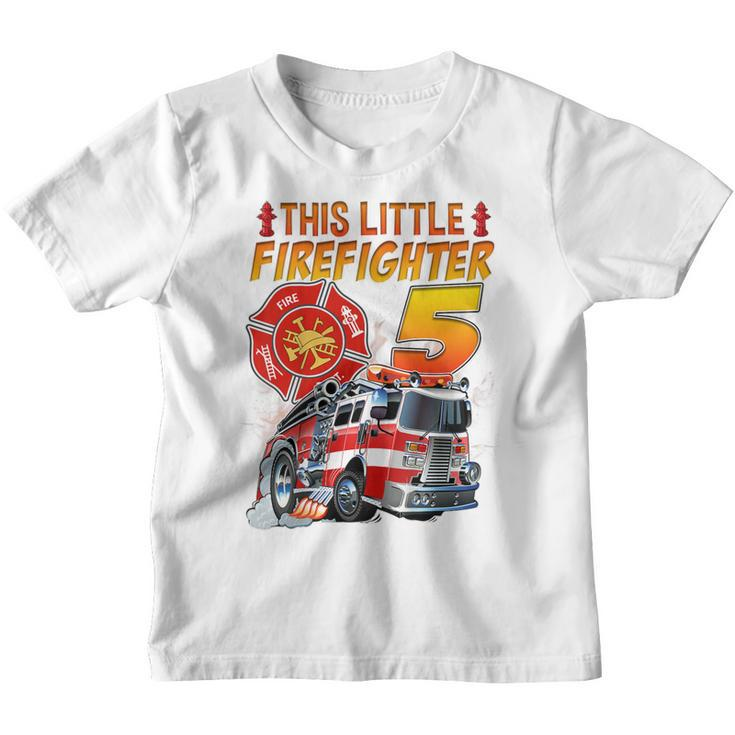 Kids Fire Truck 5 Year Old Firefighter 5Th Birthday Boy Toddler  Youth T-shirt