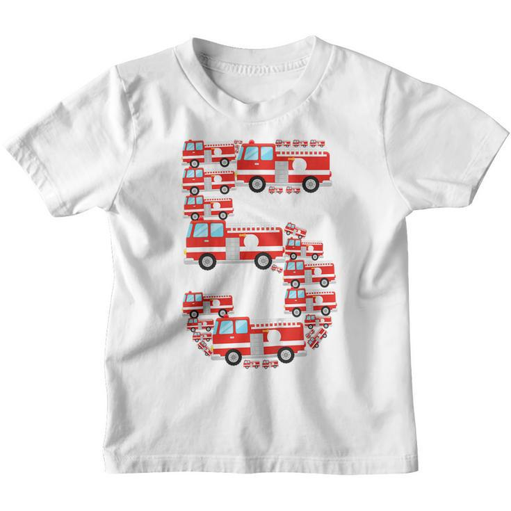 Kids Fire Truck 5Th Birthday Boy 5 Year Old Toddler Firefighter  Youth T-shirt
