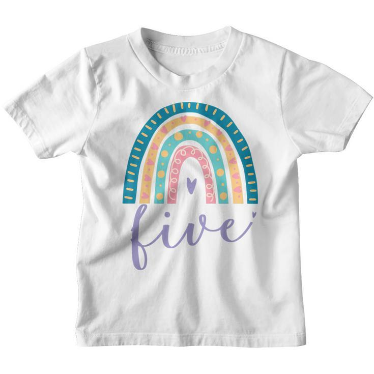 Kids Five Year Old Rainbow 5Th Birthday Gifts For Girls 5 Bday  Youth T-shirt