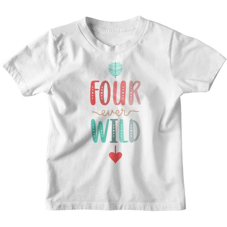 Kids Four Ever Wild 4Th Birthday Girl Gift 4 Year Old  Youth T-shirt