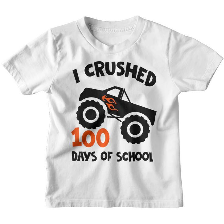Kids I Crushed 100 Days Of School Boys Girls Monster Truck  Youth T-shirt