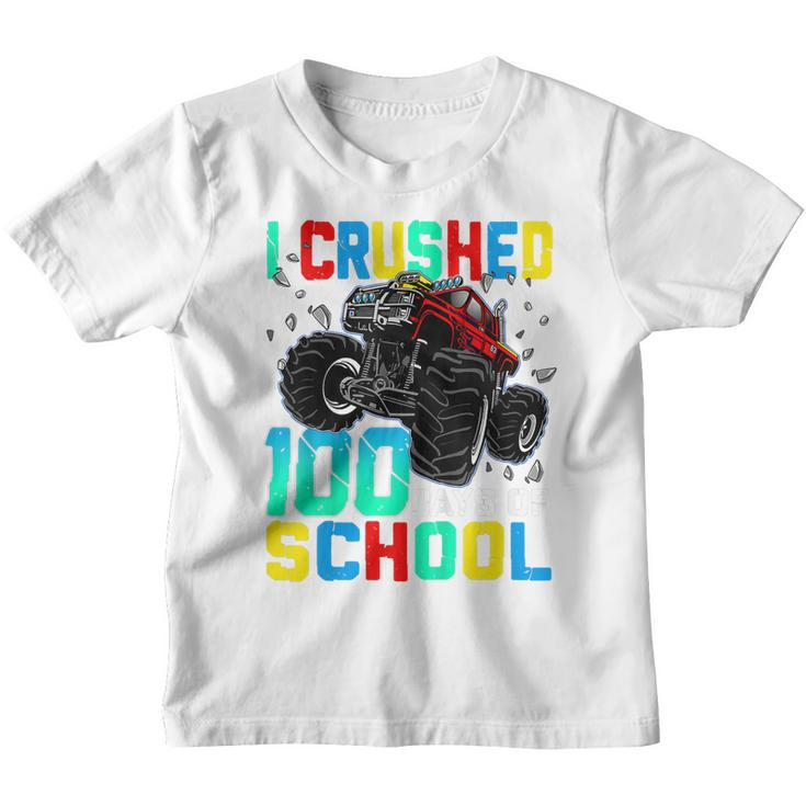 Kids I Crushed 100 Days Of School Monster Truck 100Th Day Boys  Youth T-shirt