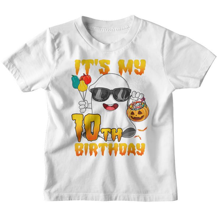 Kids Its My 10Th Birthday Ghost Pumpkin Halloween Party 10 Years  Youth T-shirt