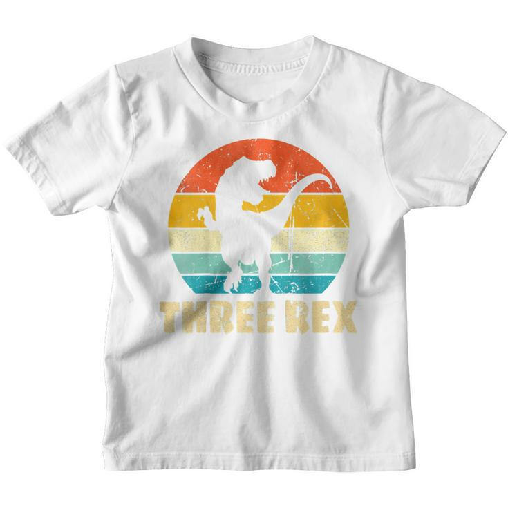 Kids Kids Three Rex 3Rd Birthday Boys Third Dinosaur 3 Year Old Youth T-shirt