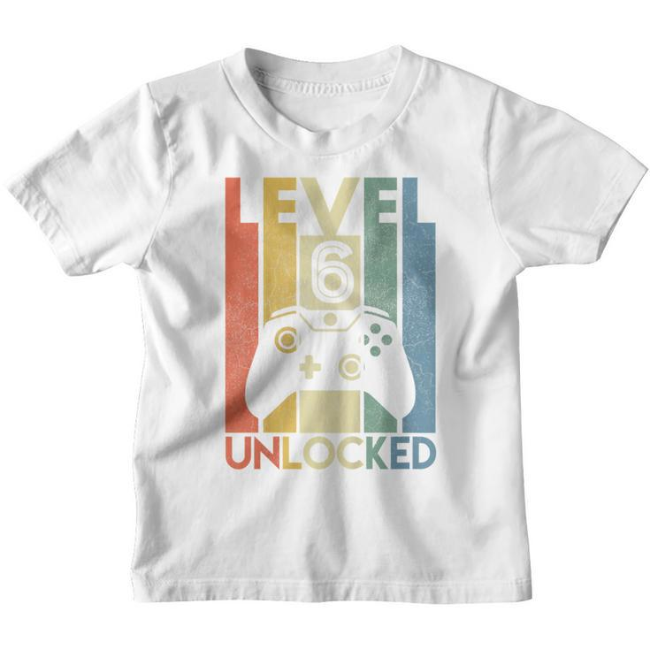 Kids Level 6 Unlocked Funny Video Gamer 6Th Birthday Gift Youth T-shirt