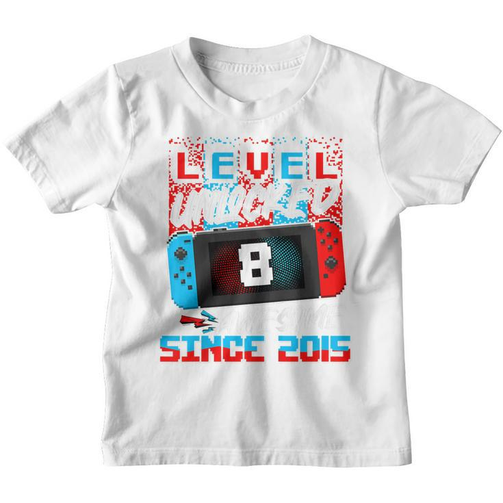 Kids Level 8 Unlocked Awesome 2015 Video Game 8Th Birthday Boys  Youth T-shirt
