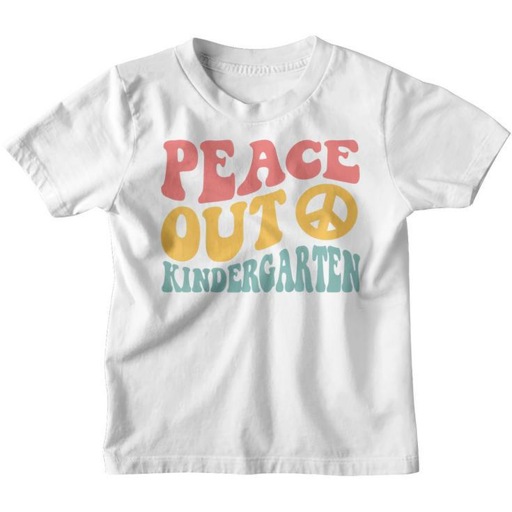 Kids Peace Out Kindergarten Funny Retro Last Day Of Kindergarten  Youth T-shirt