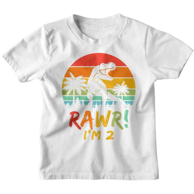 Kids Rawr I’M 2 Dinosaur 2 Years Old GiftsRex 2Nd Birthday Boy Youth T-shirt