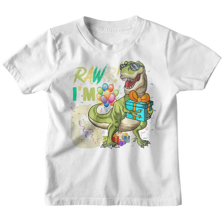 Kids Rawr Im 6 Six Rex 6Th Birthday Dinosaur 6 Year Old Boys  Youth T-shirt