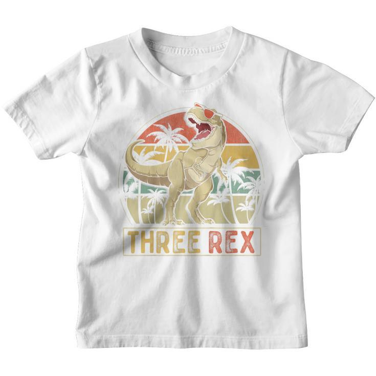 Kids Three Rex 3Rd Birthday Gifts Boys Dinosaur 3 Year Old  Youth T-shirt
