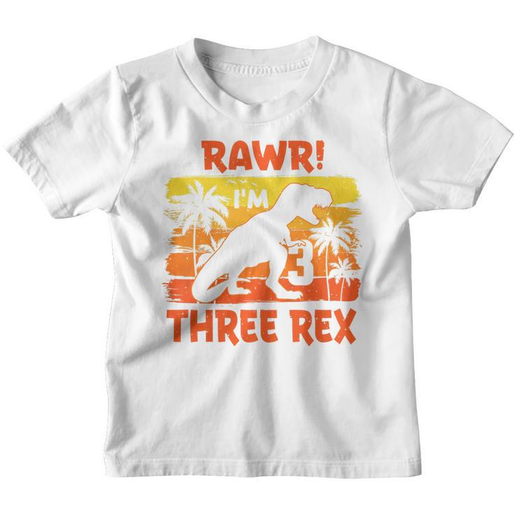 Kids Three Rex Birthday Party Outfit Dinosaur 3 Year Old Boy  Youth T-shirt