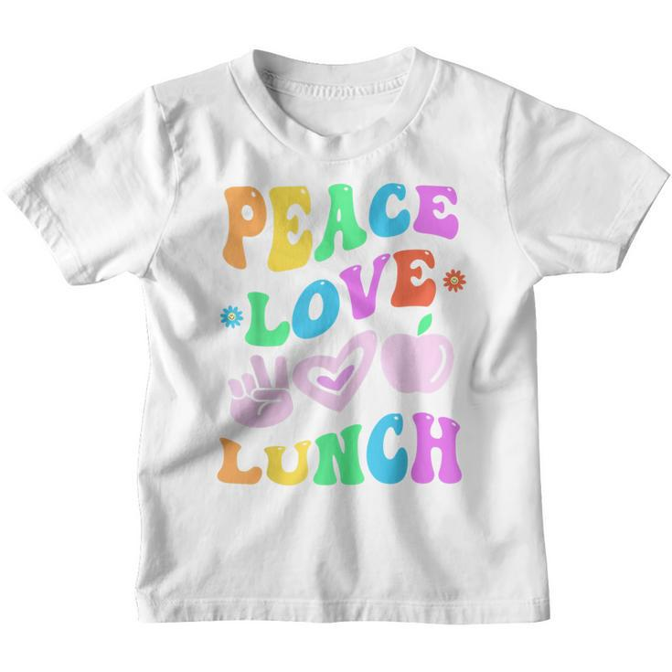 Peace Love Lunch Lady Retro Cafeteria Groovy Back To School  Youth T-shirt