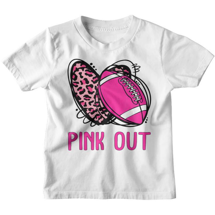 Pink Out Breast Cancer Awareness Bleached Football Mom Girls  Youth T-shirt
