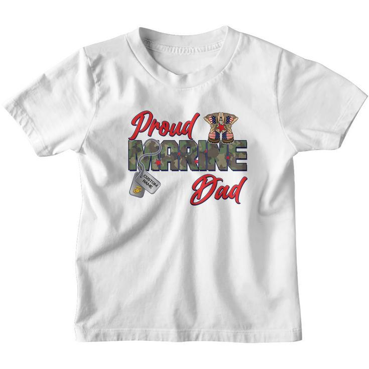 Proud Marine Dad Personalize Dog Tags Youth T-shirt