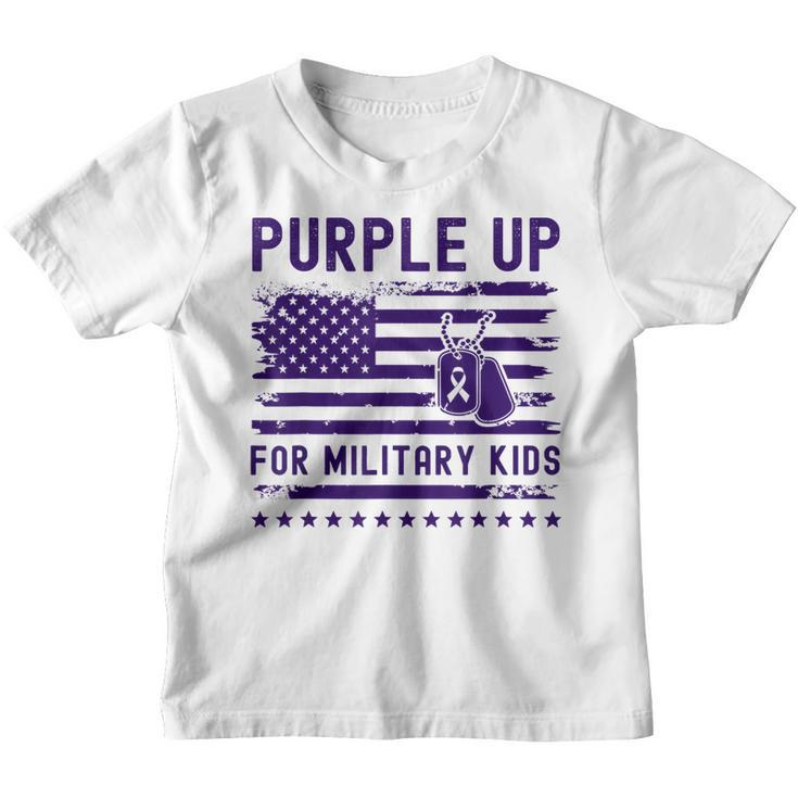 Purple Up For Military Kids  Military Child Month Heart  Youth T-shirt