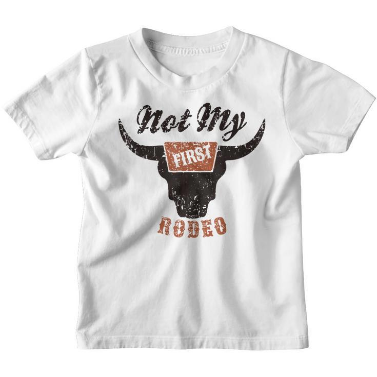 Retro Bull Skull Not My First Rodeo Western Country Cowboy  Youth T-shirt