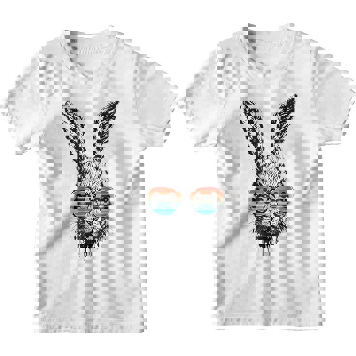 Retro Gaming Bunny Face With Sunglasses For Boys Easter Day Youth T-shirt