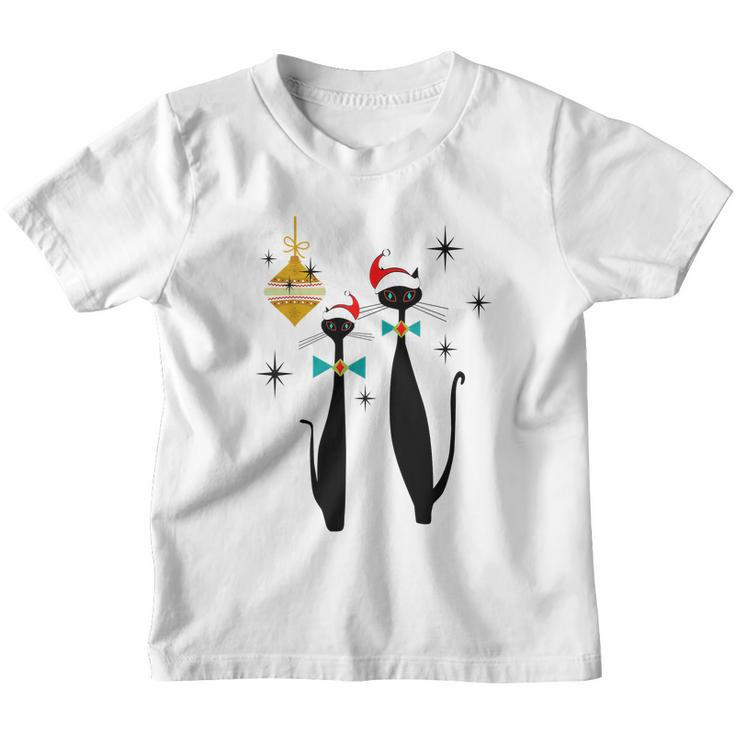 Retro Mid Century Modern Cool Cat Christmas Tshirt Youth T-shirt