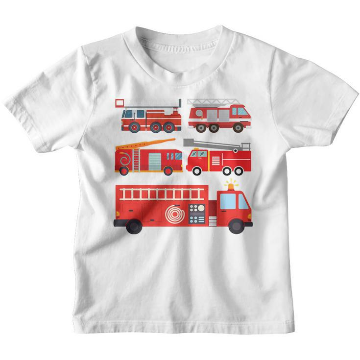 Types Of Fire Truck Toddler Boy Firefighter Trucks Gift   Youth T-shirt