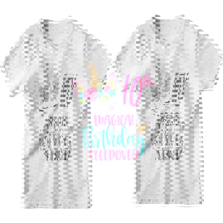 Unicorn 10th Magical Birthday Sleepover Party Shirt Girl Tee