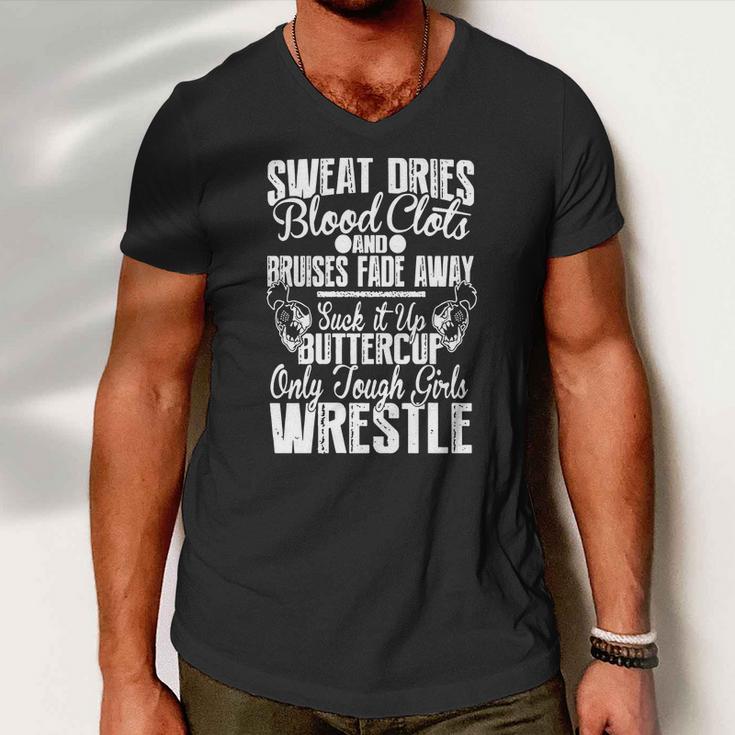 Girls Wrestling Shirt - Only Tough Girls Wrestle Men V-Neck Tshirt