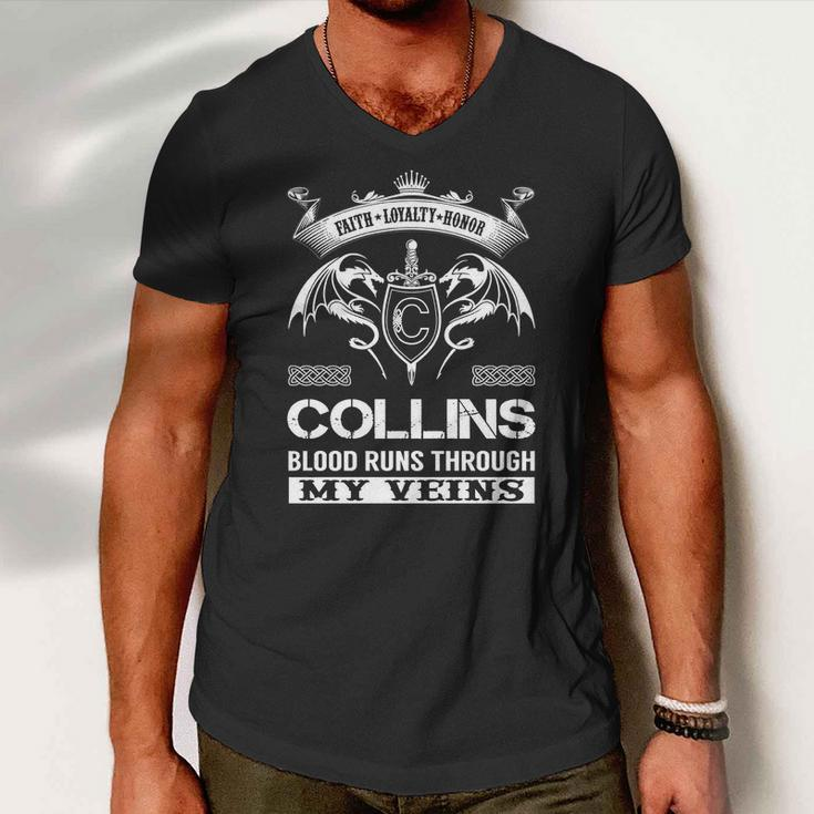 Collins Last Name Surname Tshirt Men V-Neck Tshirt
