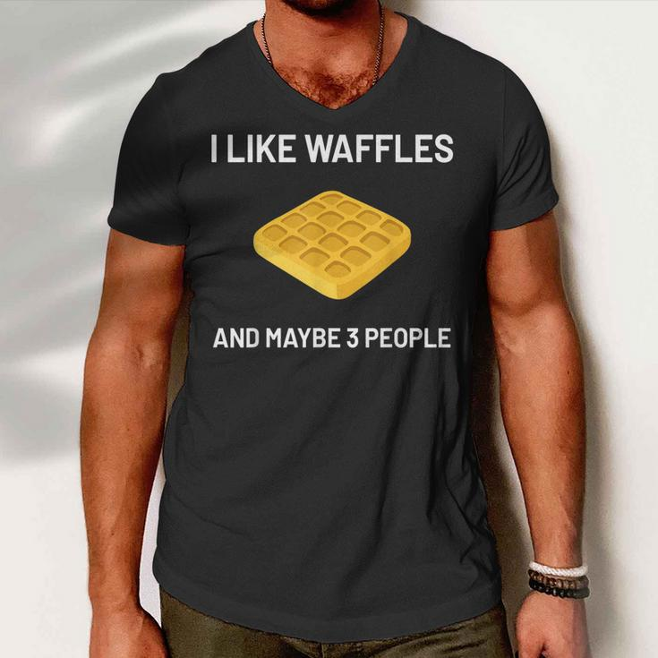 I Like Waffles Funny Belgian Waffles Lover Gift V3 Men V-Neck Tshirt