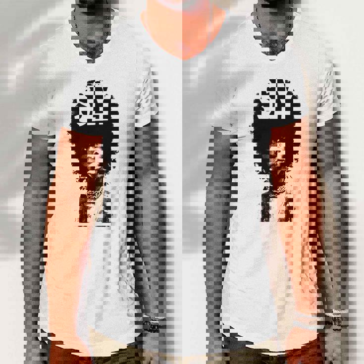 Sly Stone Portrait Tshirt Men V-Neck Tshirt