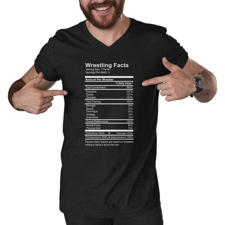 Wrestling Facts T-Shirt Funny Wrestler Nutrition Guide Quote Men V-Neck Tshirt