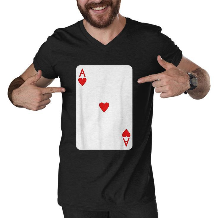 Ace Of Hearts Playing Cards Halloween Costume Deck Of Cards Men V-Neck Tshirt