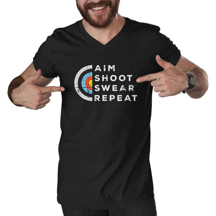 Aim Shoot Swear Repeat Archery Costume Archer Gift Archery Men V-Neck Tshirt