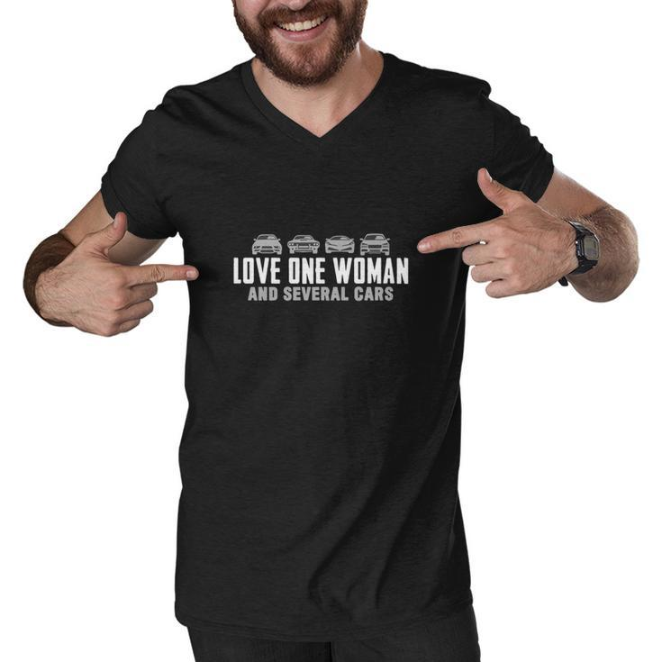 Car Lovers Love One Woman And Several Cars Men V-Neck Tshirt
