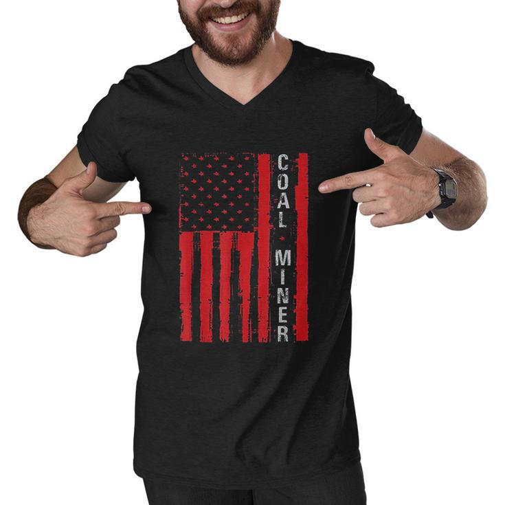 Distressed American Flag Coal Miner Mining Proud Men Gifts Men V-Neck Tshirt