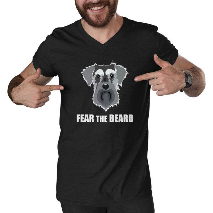 Dog Meme Fear The Beard Mini Schnauzer Dog Men V-Neck Tshirt