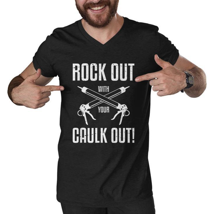 Funny Rock Out With Your Caulk Out Construction Worker V2 Men V-Neck Tshirt