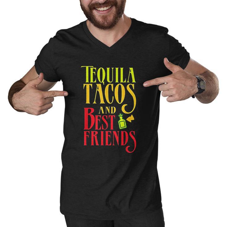 Funny Taco Gift Retro Taco Tequila Tacos And Best Friend Men V-Neck Tshirt