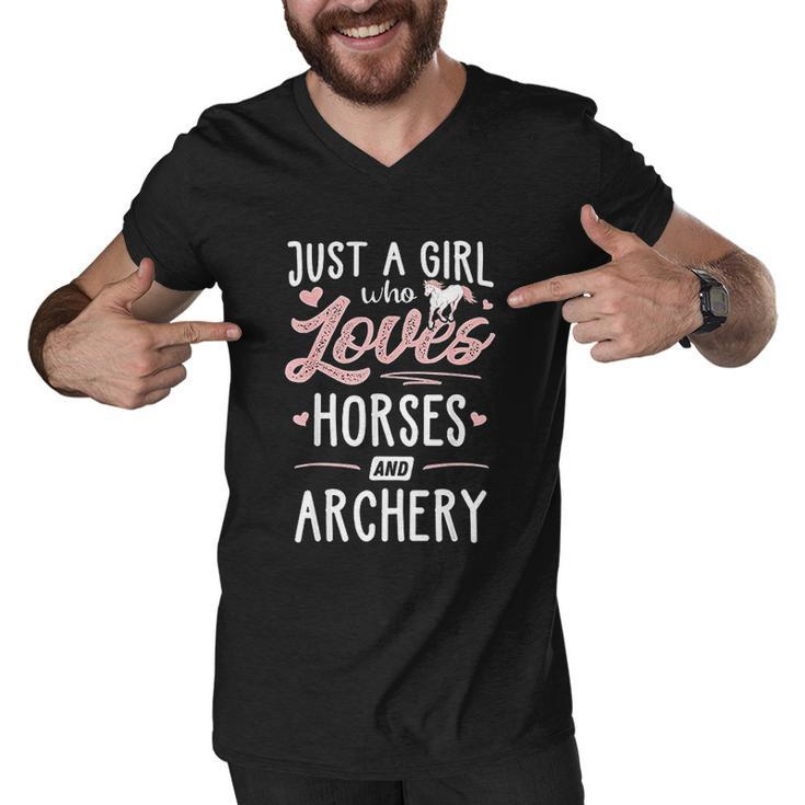 Just A Girl Who Loves Horses And Archery Horse Lover Men V-Neck Tshirt