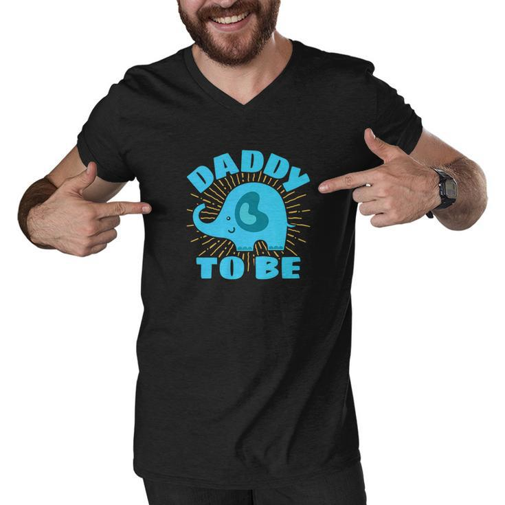 Mens Daddy To Be Elephant Blue Gender Reveal Baby Shower Men V-Neck Tshirt