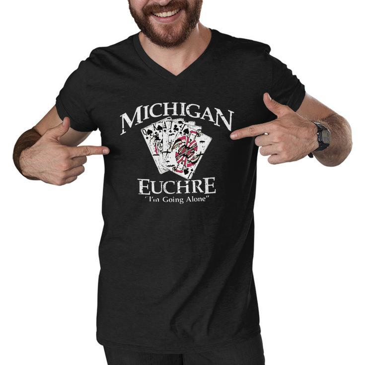 Michigan Euchre Cards Hoodie Men V-Neck Tshirt