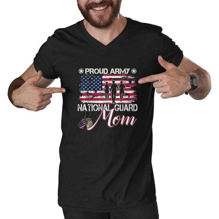 Proud Army National Guard Mom American Flag Men V-Neck Tshirt