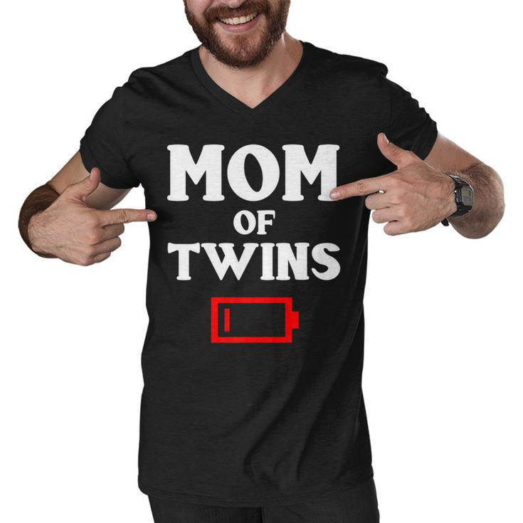 Tired Mom Of Twins Mother Funny Low Battery Mommy Mum Men V-Neck Tshirt