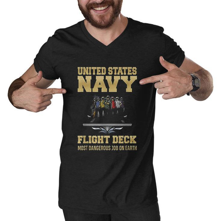 United States Navy Flight Deck Most Dangerous Job On Earth Men V-Neck Tshirt