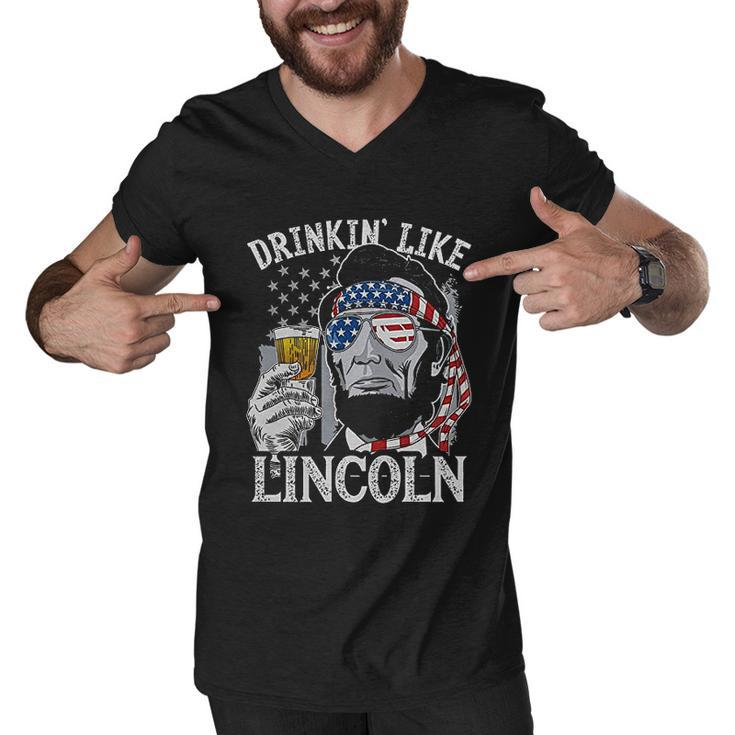 Us Flag Patriotic Military Army Drinkin Like Lincoln Men V-Neck Tshirt