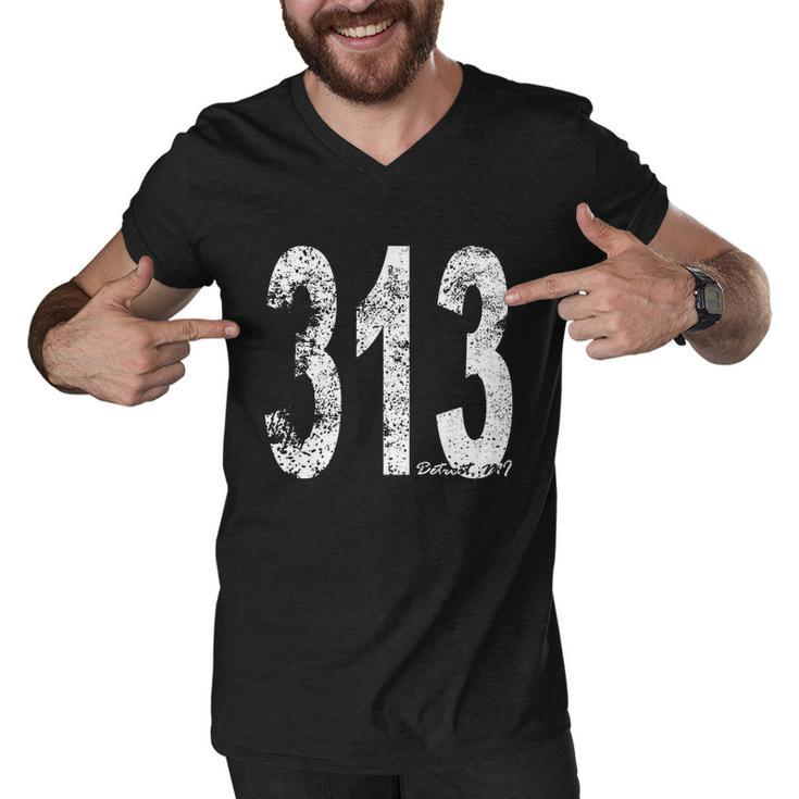 Vintage Detroit Area Code 313 Men V-Neck Tshirt