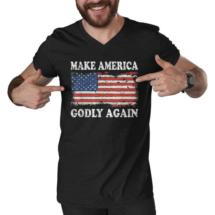 Vintage Make America Godly Again Men V-Neck Tshirt