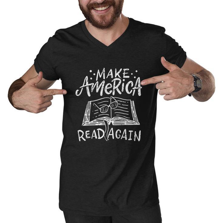 Vintage Reading Reader Read Bibliomane Library Book Gift Men V-Neck Tshirt